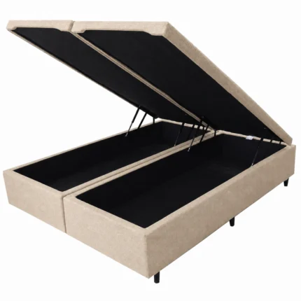 Base Baú Bipartida Kwid Casal em Linho 41x138x188cm Dream House