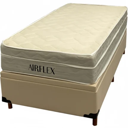Base Baú em Veludo com Colchão Airflex Solteiro com Molas Ensacadas 67x188x88cm Bio Flex