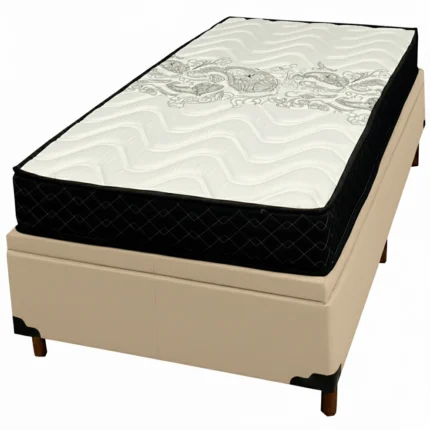 Base Baú em Veludo com Colchão Pasquale D45 Solteiro 60x188x88cm Paropas