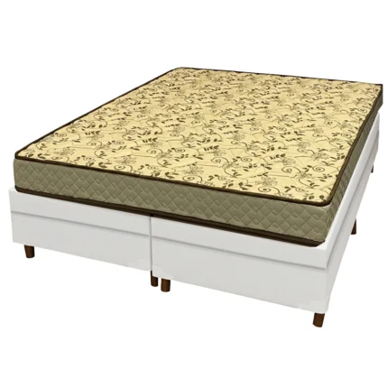Base Bipartida Baú em Corino com Colchão Pasquale Wave Queen D33 Paropas 54x198x158cm