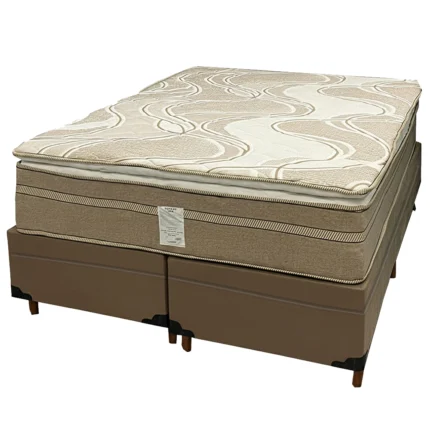 Base Bipartida Baú em Veludo com Colchão Dom Queen com Molas Ensacadas Bio Flex 75x198x158cm