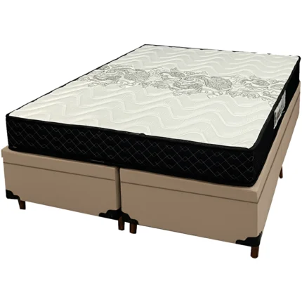 Base Bipartida Baú em Veludo com Colchão Pasquale D45 Casal 60x188x138cm Paropas