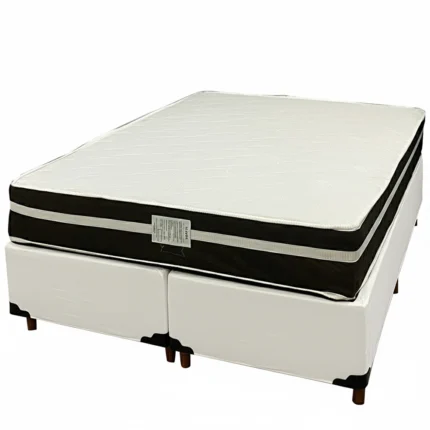 Base Bipartida em Corino com Colchão Bio Classic Casal com Molas Ensacadas 67x188x138cm Bio Flex