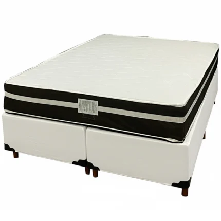 Base Bipartida em Corino com Colchão Bio Classic Queen com Molas Ensacadas 67x198x158cm Bio Flex