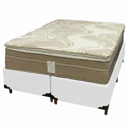 Base Bipartida em Corino com Colchão Dom Queen com Molas Ensacadas 75x198x158 Bio Flex