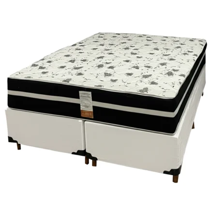 Base Bipartida em Corino com Colchão Ortopedic Queen D33 Bio Flex 73x198x158cm
