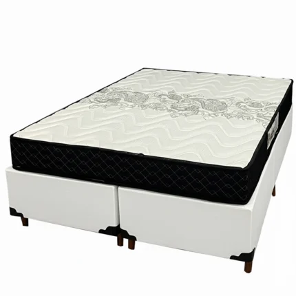 Base Bipartida em Corino com Colchão Pasquale D45 Casal 60x188x138cm Paropas