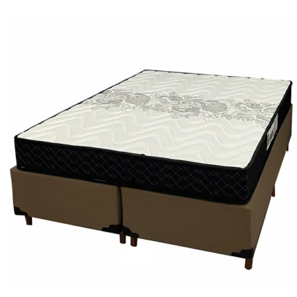 Base Bipartida em Corino com Colchão Pasquale D45 Queen 60x198x158cm Paropas