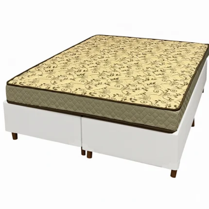 Base Bipartida em Corino com Colchão Pasquale Wave Casal D33 Paropas 54x188x138cm