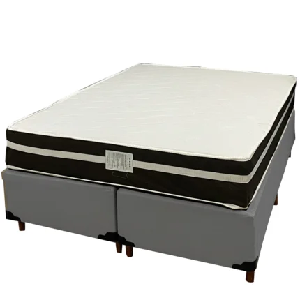 Base Bipartida em Veludo com Colchão Bio Classic Casal com Molas Ensacadas 67x188x138cm Bio Flex