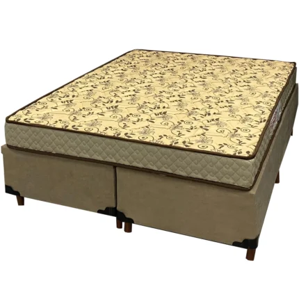 Base Bipartida em Veludo com Colchão Pasquale Wave Casal D33 Paropas 54x188x138cm