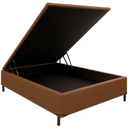 Base Box Baú Carioca Casal em Corino 30x138x188 Bio Flex