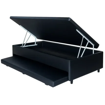 Base Baú Solteiro com Auxiliar Suede 43x188x88 Universal Blindado