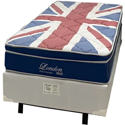 Base em Corino com Colchão London Solteiro com Molas Superlastic 63x188x88cm Anjos
