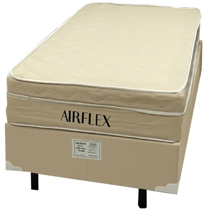 Base em Veludo com Colchão Airflex Solteiro com Molas Ensacadas 67x188x88cm Bio Flex