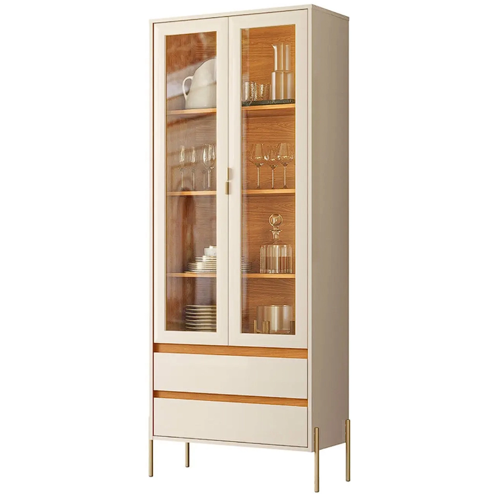 Cristaleira-Brisa-2-Portas-de-Vidro-2-Gavetas-Madetec-Cinamomo-Off-White-86504