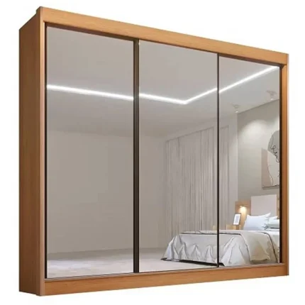 Guarda Roupa Dubai D Doro Casal Todo Espelhado 3 Portas 6 Gavetas