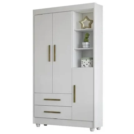 Guarda Roupa Flocos Infantil 3 Portas 2 Gavetas Tigus