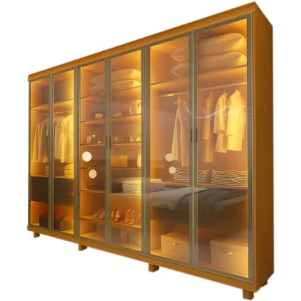 Guarda Roupa Innova Reflecta Casal 6 Portas 4 Gavetas com Led Gelius