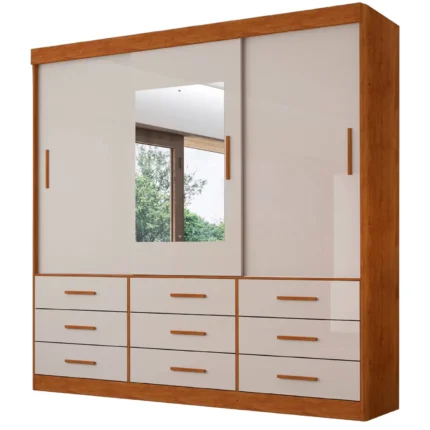 Guarda Roupa New Star Casal com Espelho 3 Portas 9 Gavetas Salleto