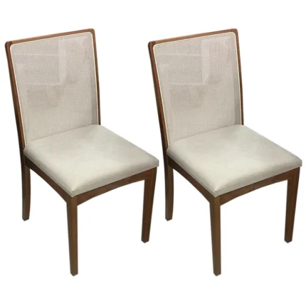 Kit 2 Cadeiras Lara em Linho Madeira Wm Decor