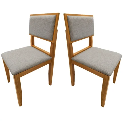 Kit 2 Cadeiras Santorini Estofadas Madeira Tecido Linho Minas Plac