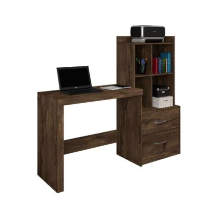 Mesa para Computador com Estante Branca 2 Gavetas Alana JCM Móveis