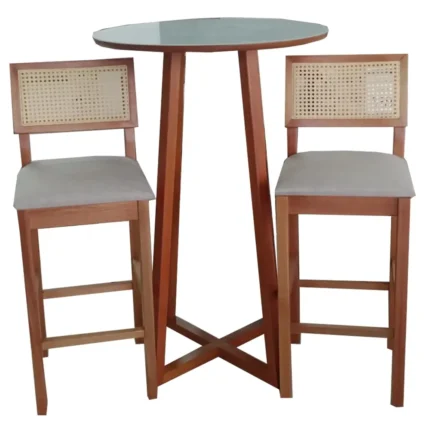 Mesa Bistro Chicago com 2 Banquetas Jade 03 Redonda Minas Plac