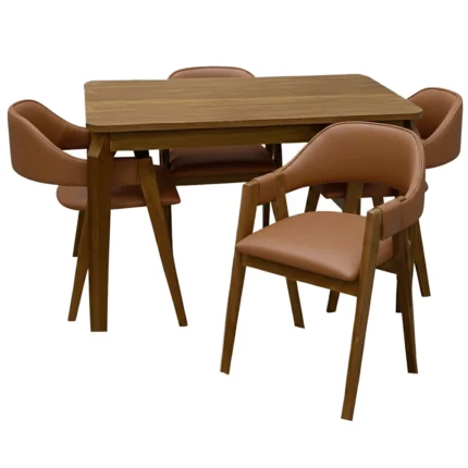 Mesa de Jantar Alegra 120x80cm Sem Vidro e 4 Cadeiras Perola em Corino Madeira Jcm