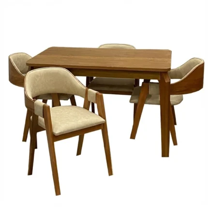 Mesa de Jantar Alegra 120x80cm Sem Vidro e 4 Cadeiras Perola em Linho Madeira Jcm