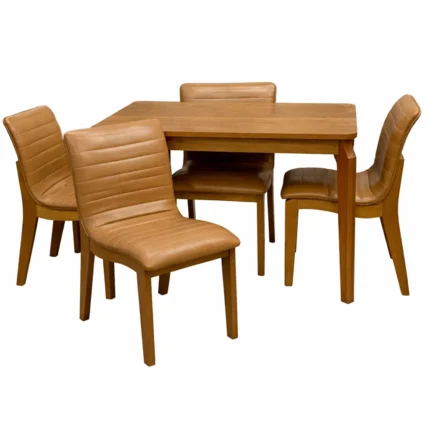 Mesa de Jantar Alegra 120x80cm Sem Vidro e 4 Cadeiras Sofia em Corino Madeira Jcm