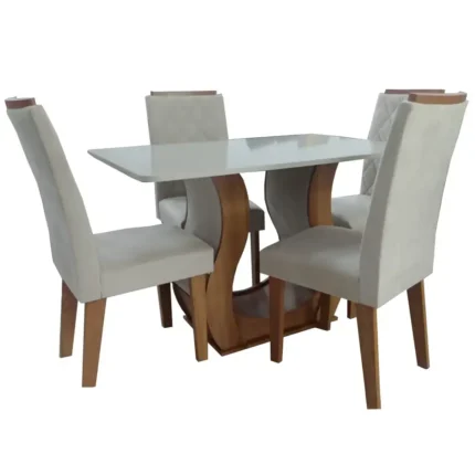Mesa de Jantar Alpina 120x80cm com 4 Cadeiras Iza Viero