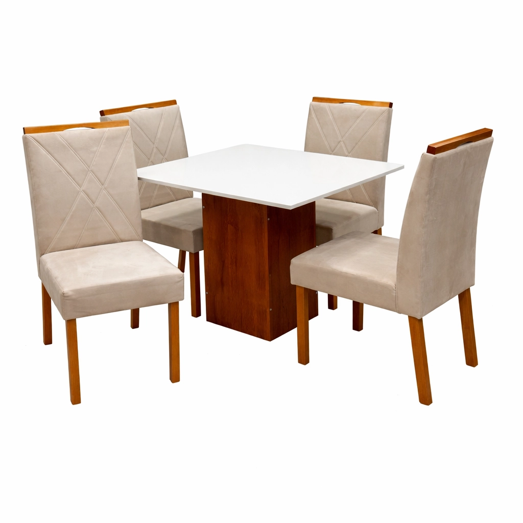 Mesa-de-Jantar-Dakota-90x90cm-Sem-Vidro-e-4-Cadeiras-California-em-Veludo-Estofadas-Cel-Moveis-Cinamomo-Off-White-com-Tecido-Bege-55038.webp