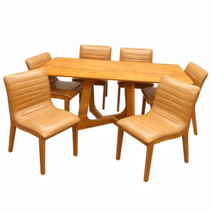 Mesa de Jantar Dubai Flex 160x80cm Sem Vidro e 6 Cadeiras Sofia em Corino Madeira Cel Móveis