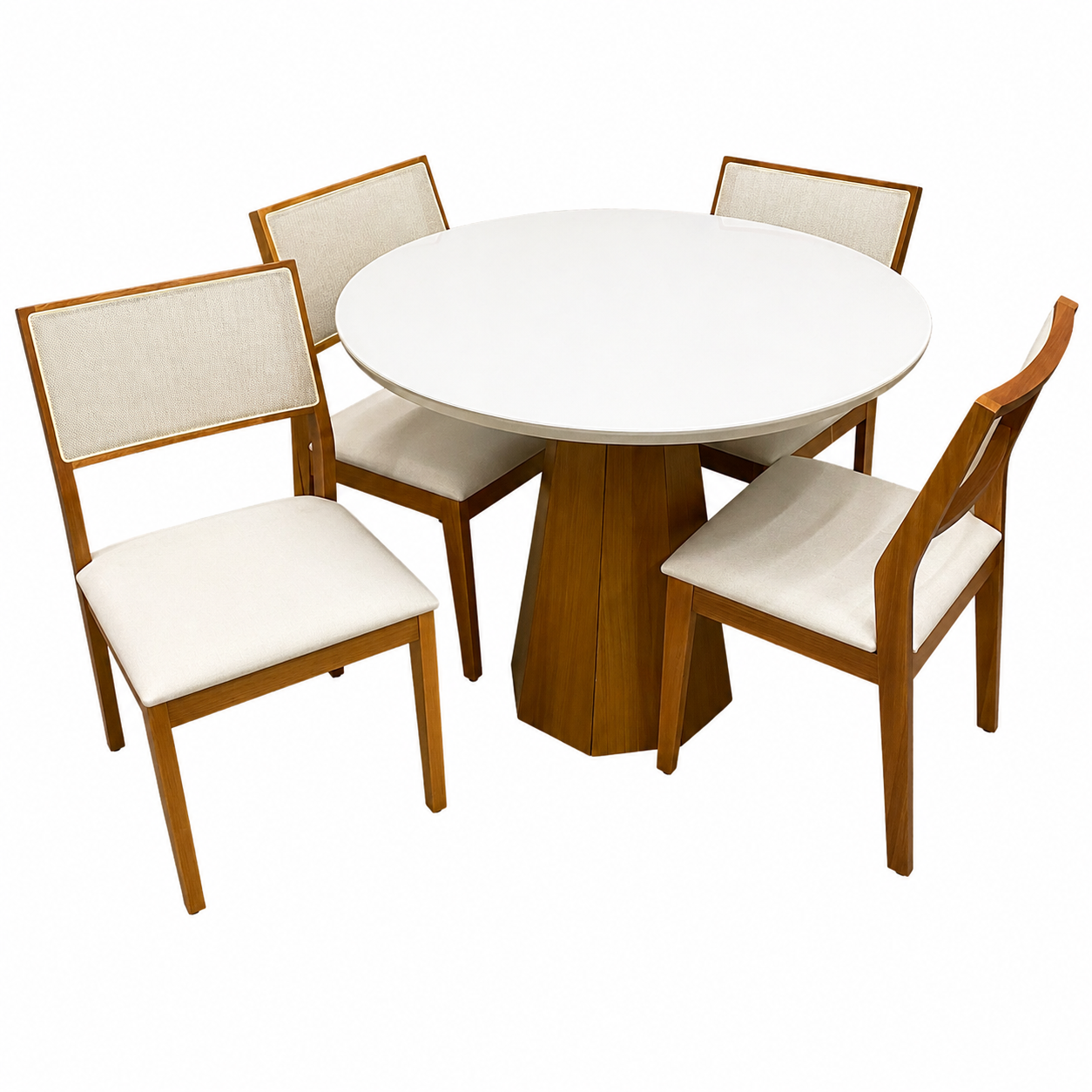 Mesa-de-Jantar-Isis-com-Vidro-Redonda-100cm-e-4-Cadeiras-Oiti-em-Linho-Madeira-New-Ceval-Ipe-Off-White-com-Tecido-Bege-51125