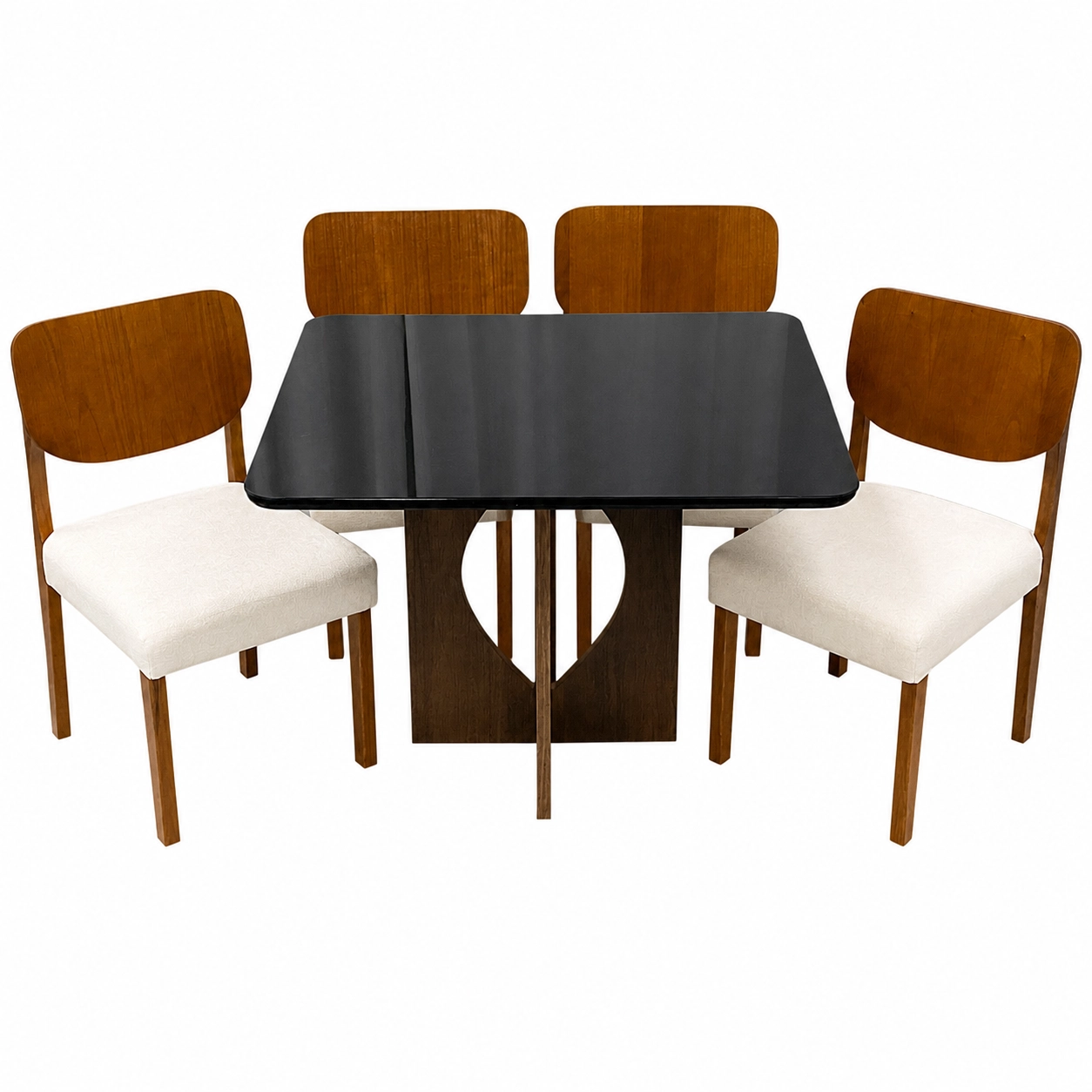 Mesa-de-Jantar-Madrid-90x90cm-com-4-Cadeiras-Barcelona-em-Linho-Madeira-Minas-Plac-Cinamomo-Preto-com-Tecido-Bege-53184