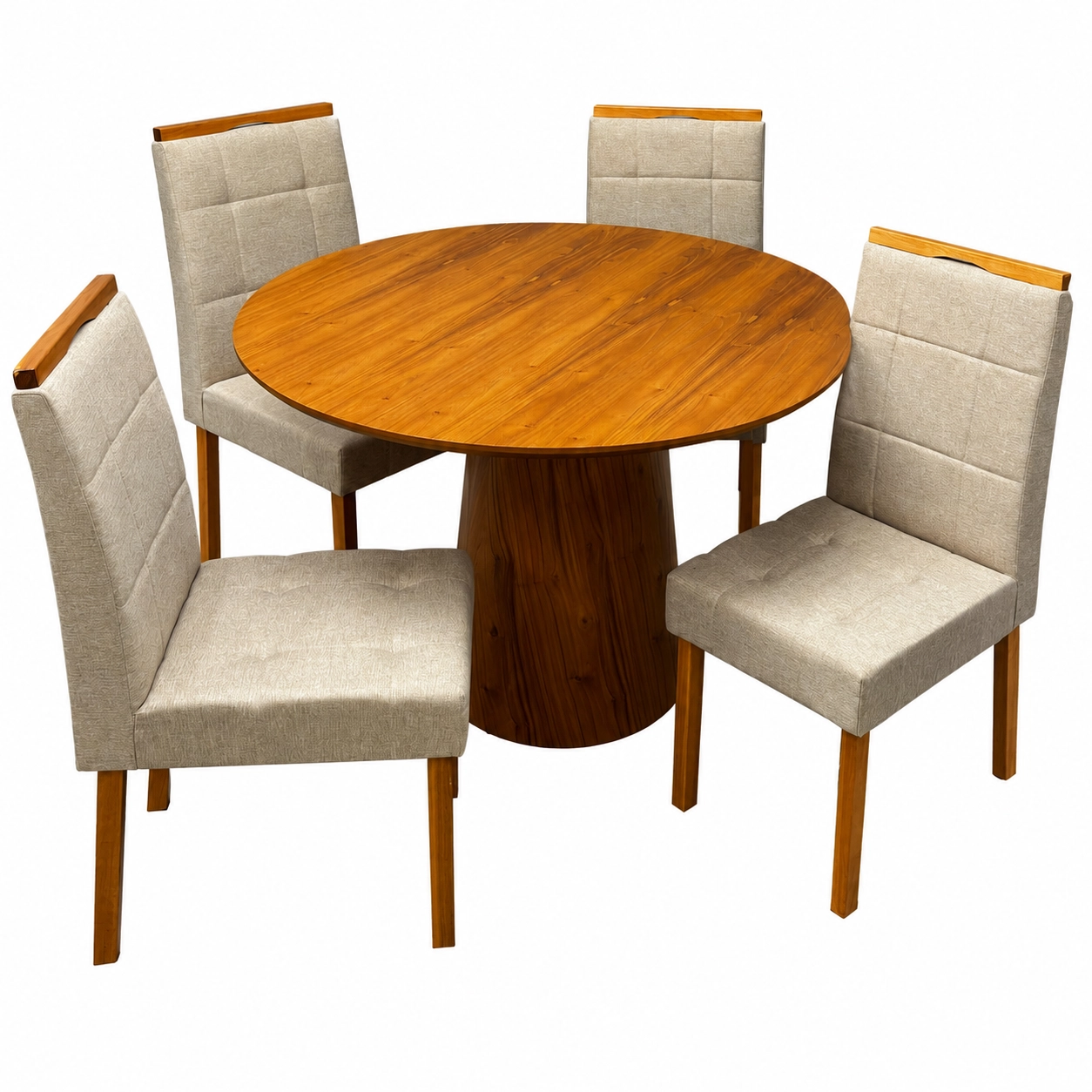 Mesa-de-Jantar-Paris-Redonda-120cm-com-4-Cadeiras-Giulia-em-Veludo-Estofadas-Minas-Plac-Cinamomo-com-Tecido-Bege-69899