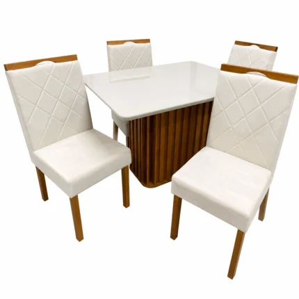 Mesa de Jantar Riviera 120x80cm com 4 Cadeiras California em Veludo Estofadas Lj Móveis