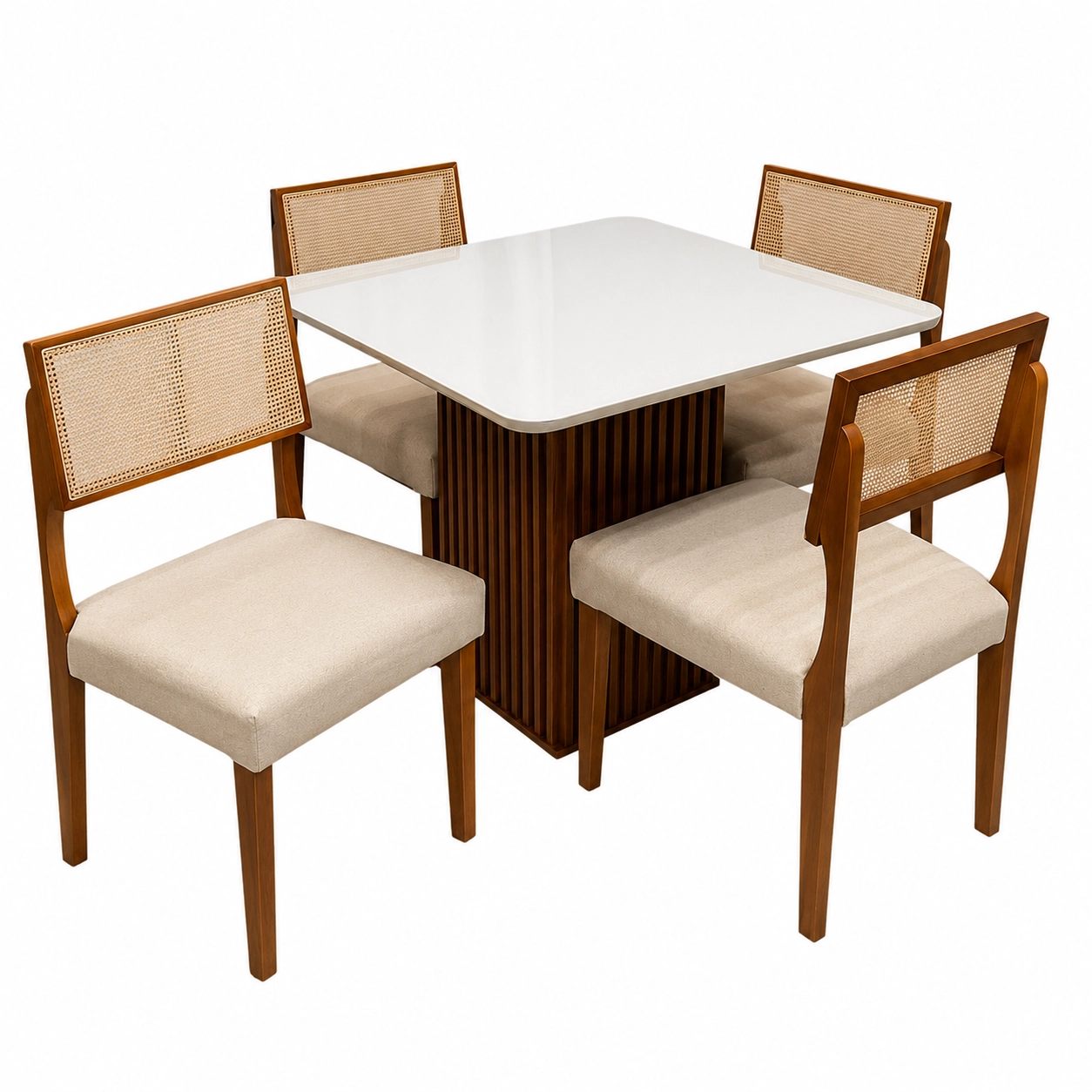 Mesa-de-Jantar-Riviera-90x90cm-com-4-Cadeiras-Grecia-em-Linho-Madeira-Lj-Moveis-Cinamomo-Off-White-com-Tecido-Bege-91476