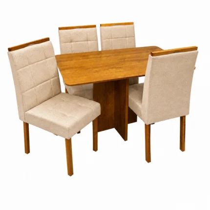 Mesa de Jantar Salina 120x80cm Sem Vidro com 4 Cadeiras Giulia em Veludo Estofadas Cel Móveis