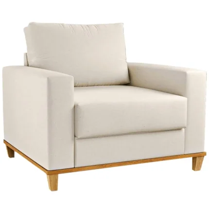 Poltrona Prada com Almofada Solta Tecido Linho Viero