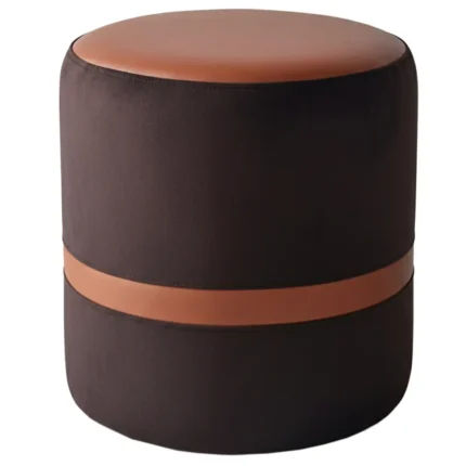 Puff Redondo Veludo e Corino com Pés de Pvc Rio Minas