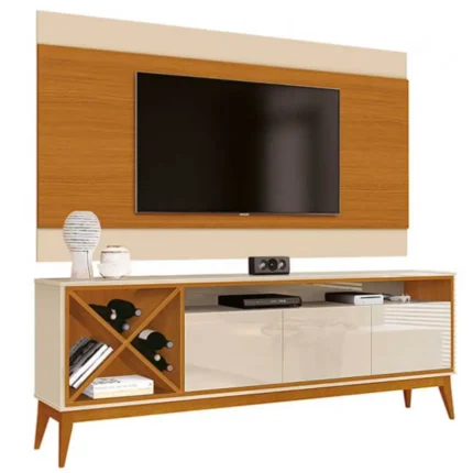 Rack com Painel Merlot para Tv Até 65 Polegadas Edn Off White Cedro