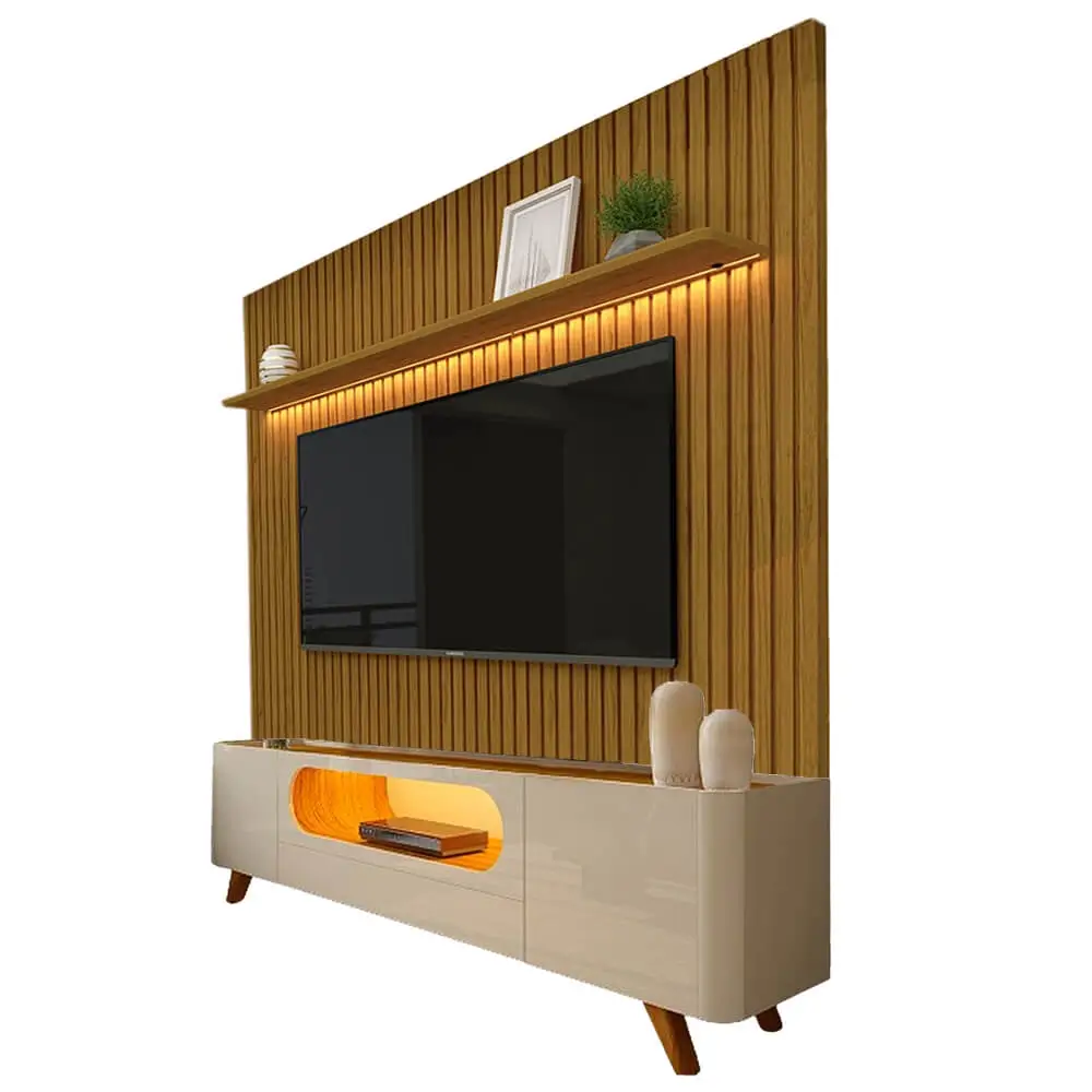 Rack com Painel Nobre Sem Nicho 230cm para Tv Até 85 Polegadas