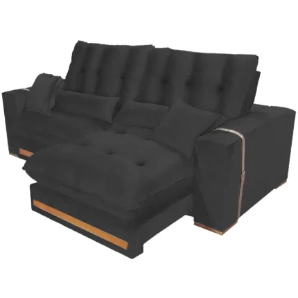 Sofá Anne em Veludo com Molas Ensacadas 4 Lugares Retrátil e Reclinável 250cm Vicam