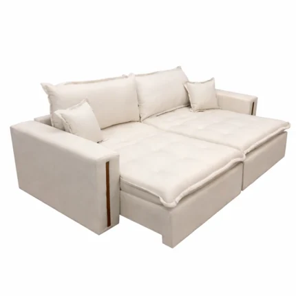 Sofá Cama Fabiana em Linho 4 Lugares Retrátil e Reclinável 240cm Zarat