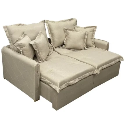 Sofá Cama Lima 200cm em Linho 3 Lugares Retrátil e Reclinável União