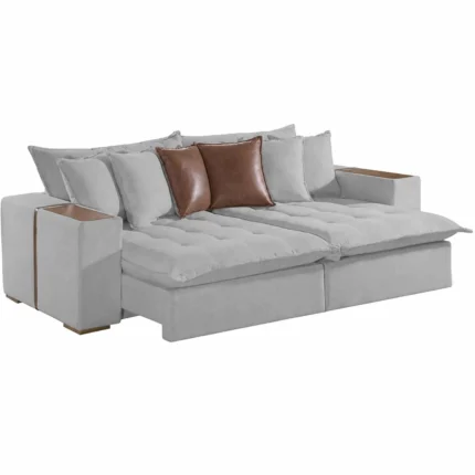 Sofá Cama Tebas 216cm 4 Lugares Retrátil e Reclinável Tecido Linho Innove