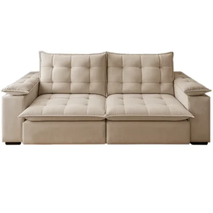 Sofá City Mr Decor com Molas Ensacadas 6 Lugares Retrátil e Reclinável 290cm Tecido Veludo