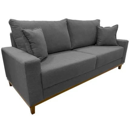 Sofá Grécia em Linho 4 Lugares Pé Madeira 212cm Aifos